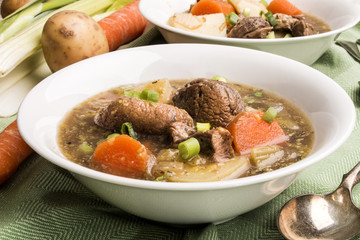  traditional irish lamb stew with potato, carrot, celery and spring onion