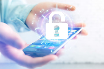 Security concept with a locker open on an internet application - technology concept