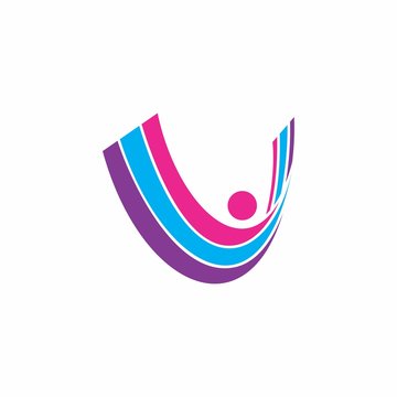 abstract letter v people icon logo
