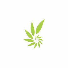 abstract green leaf motion icon logo