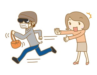 ひったくり被害にあう女性
