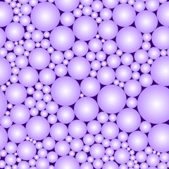 Seamless pattern. Imitation of violet pearls. Black volume sphere, balls, bubbles.