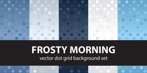 Polka dot pattern set "Frosty Morning". Vector seamless geometric dot backgrounds
