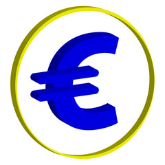 3D euro symbol on white background