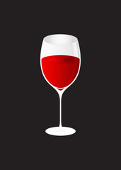 Realistic illustration of a glass of red wine