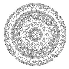 Flower Mandala vector illustration. Oriental pattern, vintage decorative elements. Islam, Arabic, Indian, moroccan, turkish ottoman motifs Coloring page