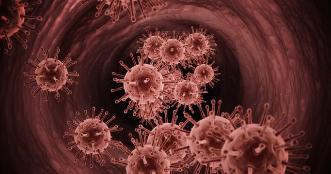 Digital generated virus cells flowing through the artery