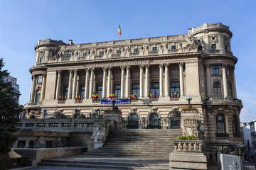 Fototapeta premium Facade of the Cercul Militar National building in Bucharest, Romania, Europe