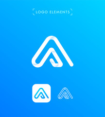 Abstract triangle letter A origami style logo template. Application icon