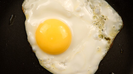 TOP VIEW: Fried eggs on the pan - Close up
