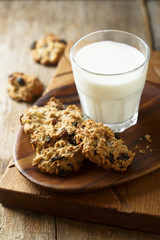 Oatmeal cookies with glass of milk