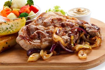 Roast steak on cutting board