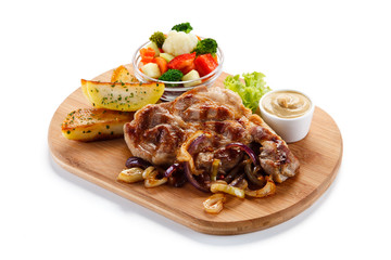 Roast steak on cutting board
