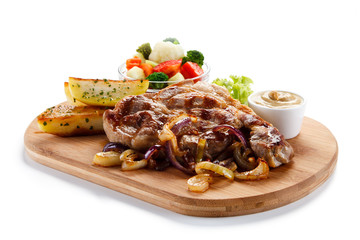 Roast steak on cutting board