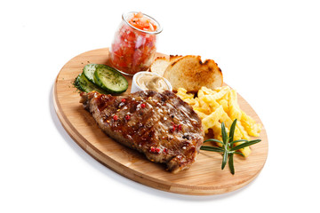Roast steak with french fries