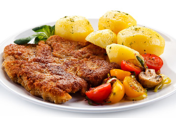 Fried pork chop with potatoes