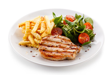 Grilled steak with french fries