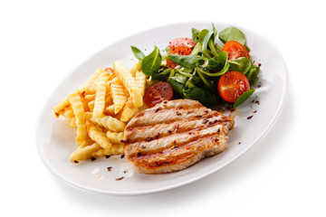 Grilled steak with french fries
