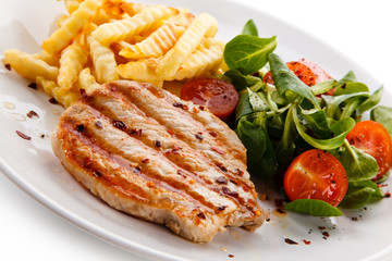 Grilled steak with french fries