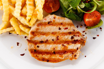Grilled steak with french fries