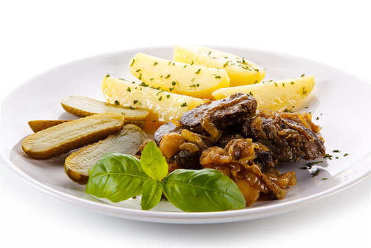 Roast meat with potatoes