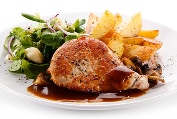 Roast steak with french fries