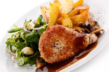 Roast steak with french fries