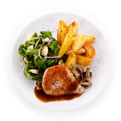 Roast steak with french fries