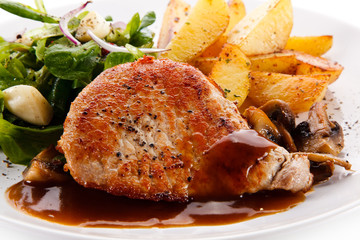 Roast steak with french fries