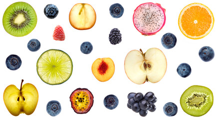 Collection of colorful fresh fruits background