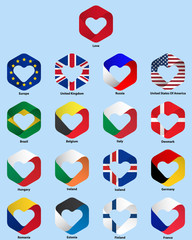 Flags of the World Heart Shape