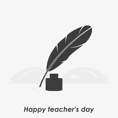 Happy Teacher's Day vector illustration. Inkstand with feather icon.
