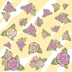 Pattern rose flowers on a beige background