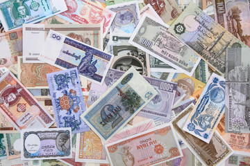 Obraz na płótnie Canvas different world banknotes background