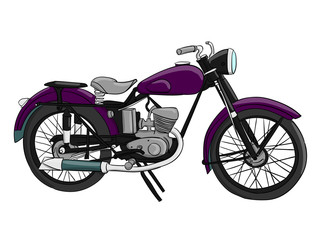 Obraz premium A purple motorcycle stands on a white background eps 10 illustration