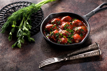 Meatballs in a pan