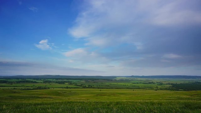 Hills in the foothills of the Southern Urals at sunset, Russia, timelapse, 4k
