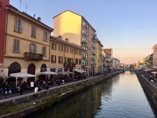 Milano, il Naviglio Grande al tramonto