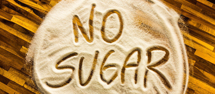 No sugar sign with wooden background