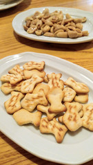 Peanuts an fish biscuits appetizer