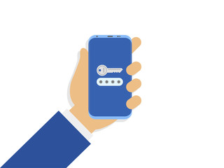 Mobile password security system illustration lock key icon