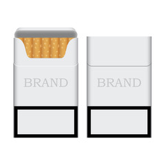 A pack of cigarettes, template, open and closed package, isolated on white