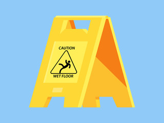Caution wet floor sign board Icon