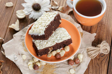 cake on old wooden background