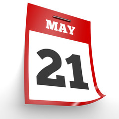 Fototapeta premium May 21. Calendar on white background.