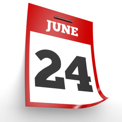 June 24. Calendar on white background.