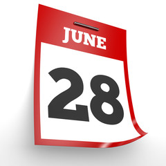 June 28. Calendar on white background.
