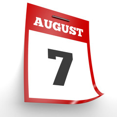 August 7. Calendar on white background.