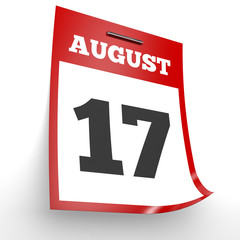 August 17. Calendar on white background.