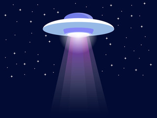 UFO alien flying with lights Icon